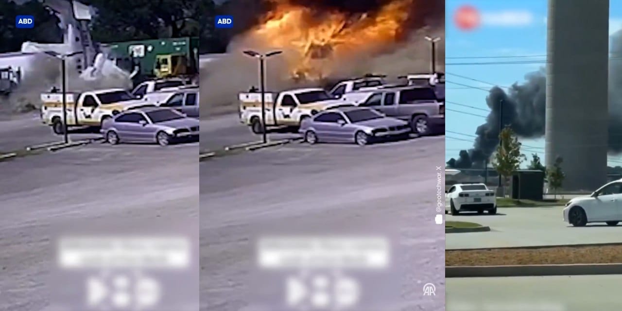 Dehşet anları kamerada! Düşen uçak ateş topu olup ortalığı savaş alanına çevirdi